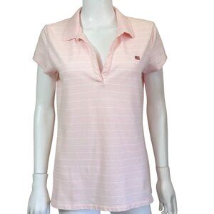 Polo Jeans Co Ralph Lauren Shirt Womens L Pink Stripe Flag Johnny Collar Knit